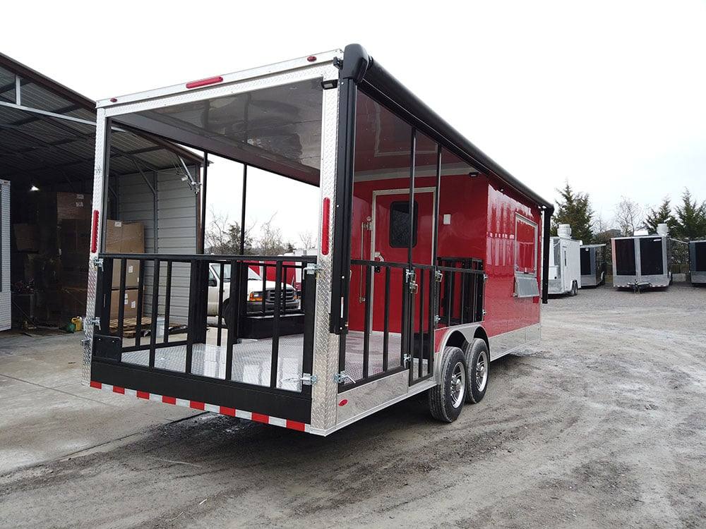 741-8.5-x-24-victory-red-bbq-porch-concession-food-trailer-17.jpg 8.5' x 24' Victory Red BBQ Porch Concession Food Trailer