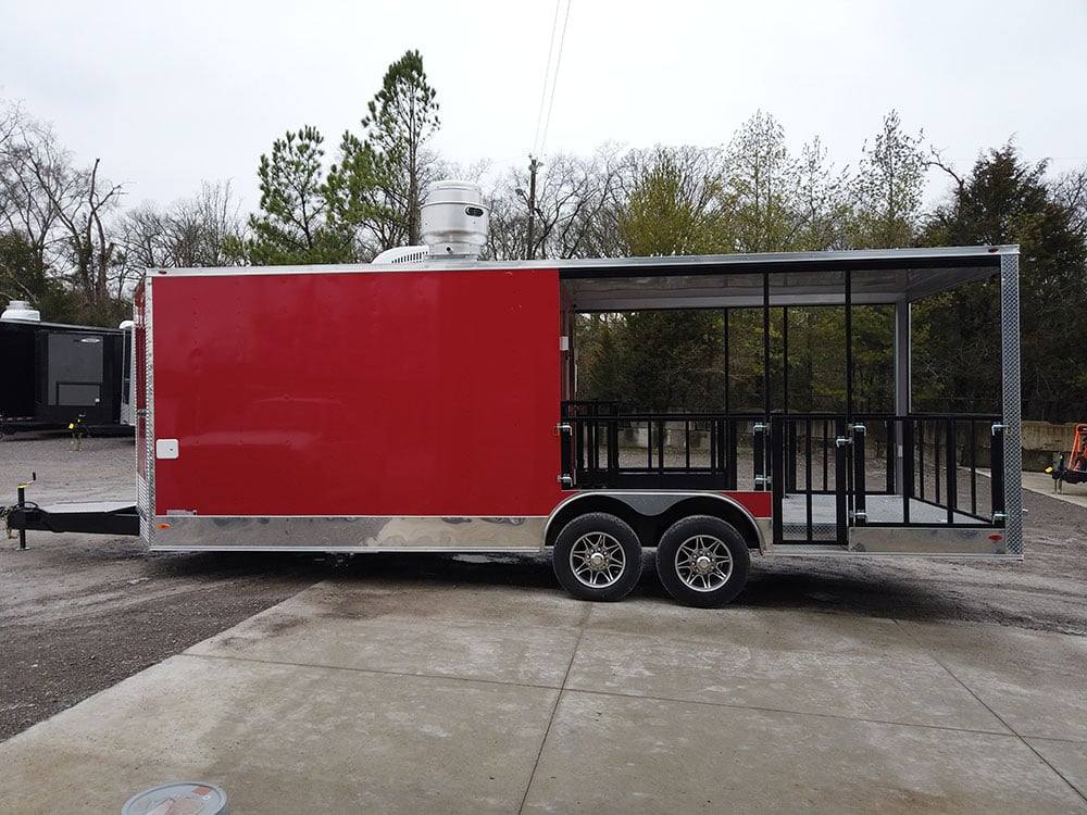 741-8.5-x-24-victory-red-bbq-porch-concession-food-trailer-18.jpg 8.5' x 24' Victory Red BBQ Porch Concession Food Trailer