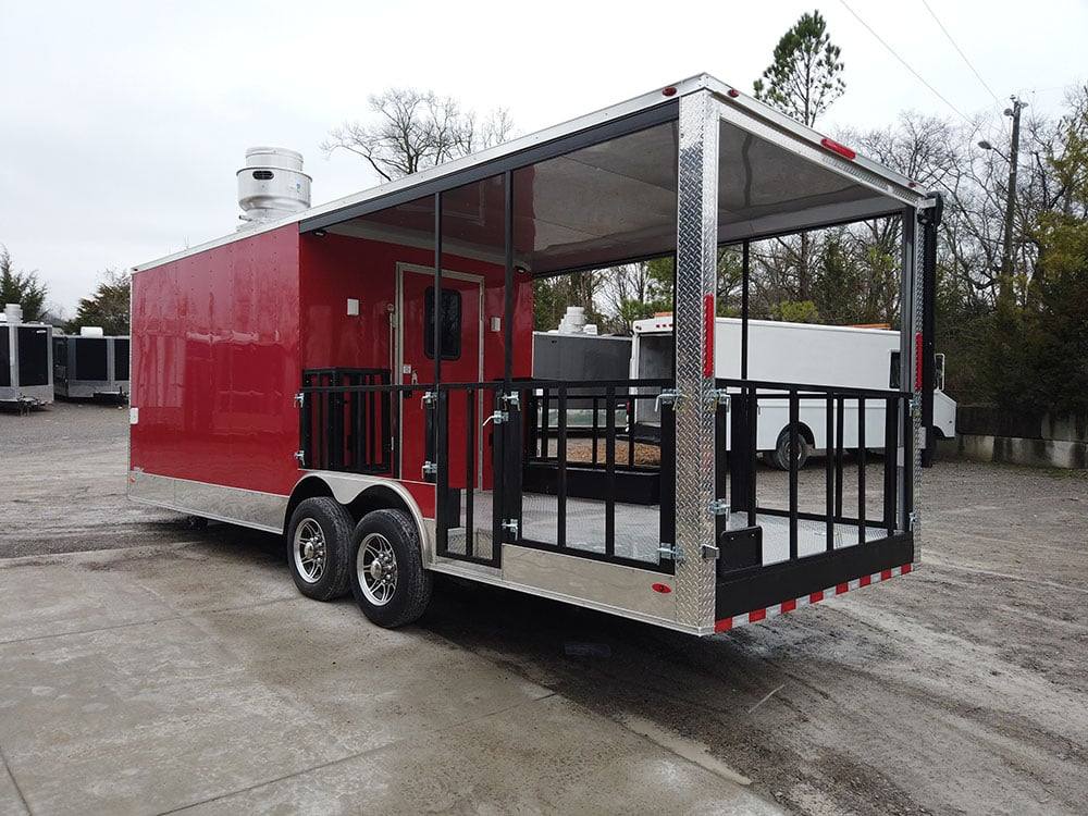 741-8.5-x-24-victory-red-bbq-porch-concession-food-trailer-4.jpg 8.5' x 24' Victory Red BBQ Porch Concession Food Trailer