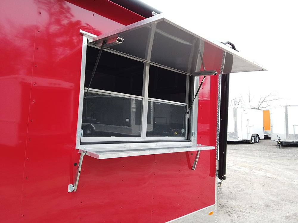 741-8.5-x-24-victory-red-bbq-porch-concession-food-trailer-6.jpg 8.5' x 24' Victory Red BBQ Porch Concession Food Trailer