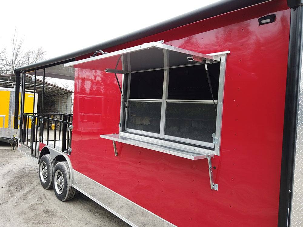 741-8.5-x-24-victory-red-bbq-porch-concession-food-trailer-7.jpg 8.5' x 24' Victory Red BBQ Porch Concession Food Trailer