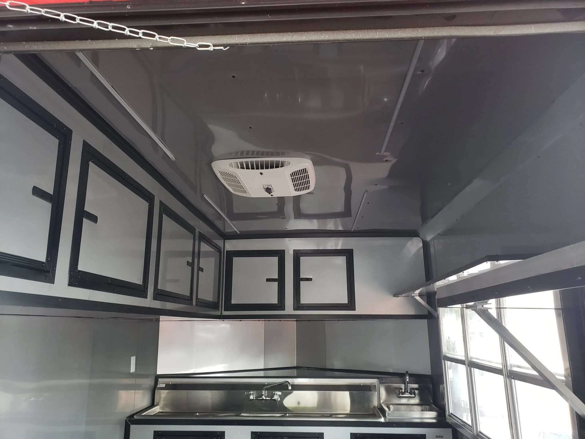 8.5' x 24' Victory Red Porch Style BBQ Concession Food Trailer
