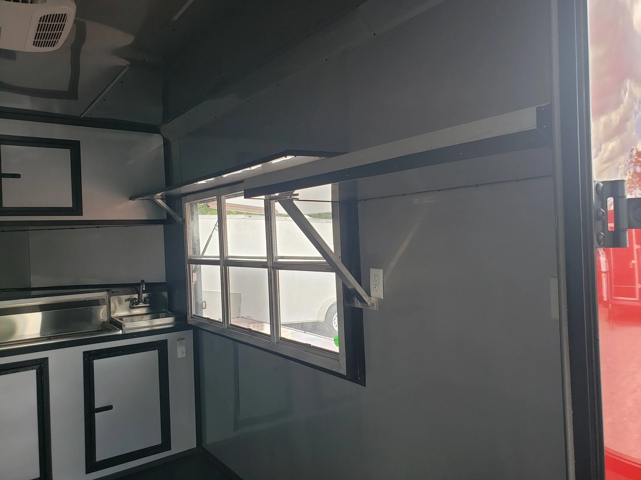 8.5' x 24' Victory Red Porch Style BBQ Concession Food Trailer