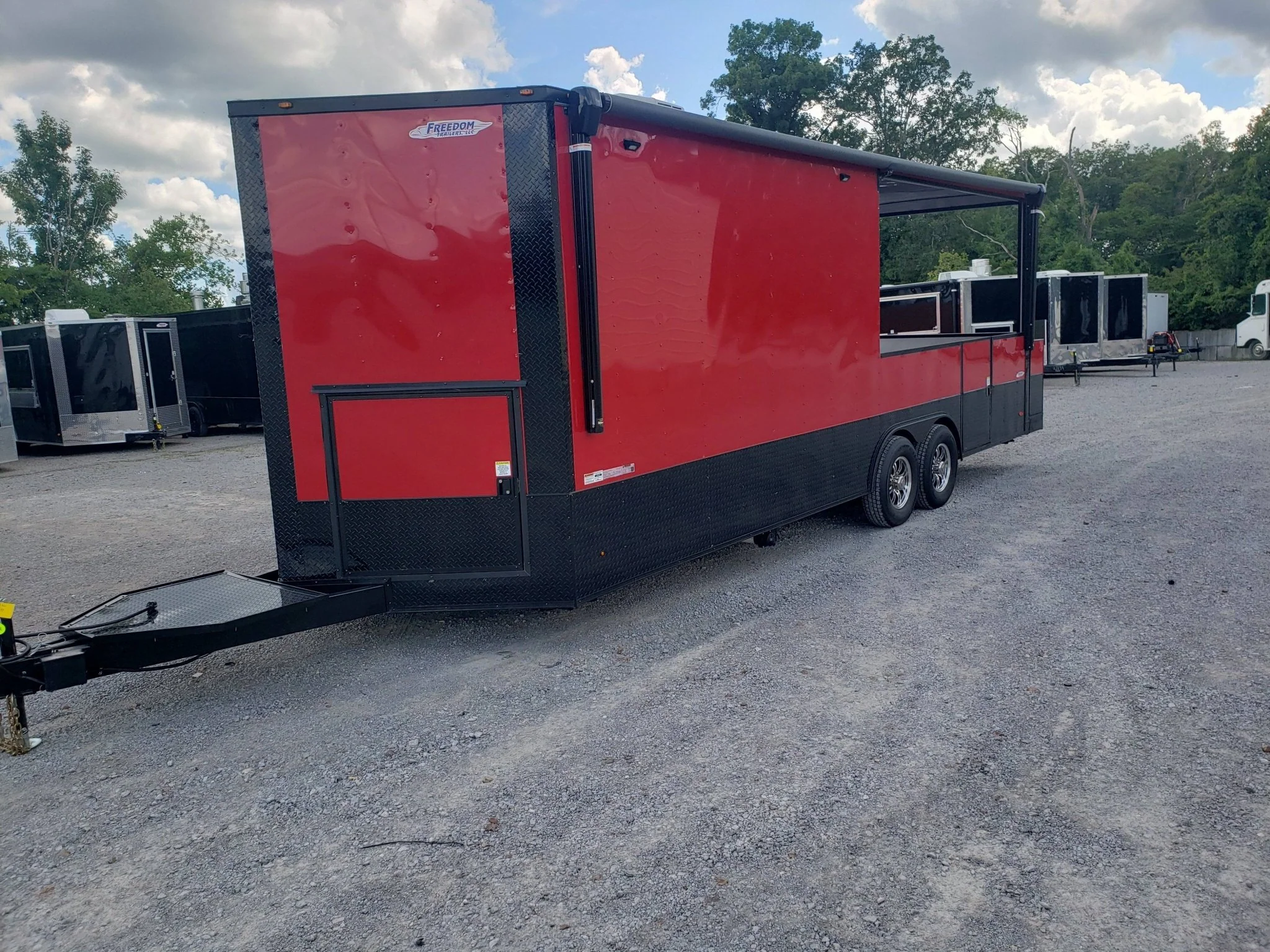 8.5' x 24' Victory Red Porch Style BBQ Concession Food Trailer