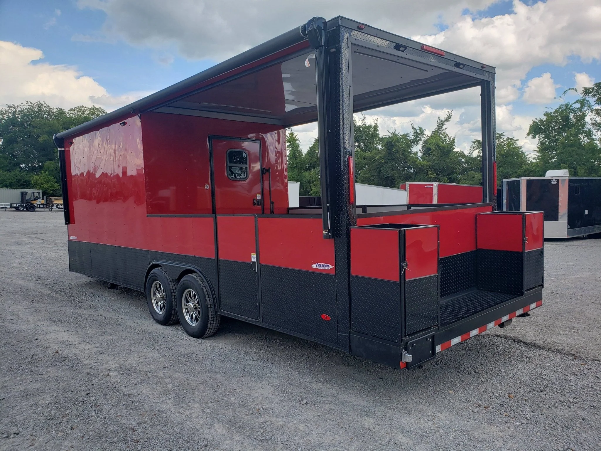 8.5' x 24' Victory Red Porch Style BBQ Concession Food Trailer