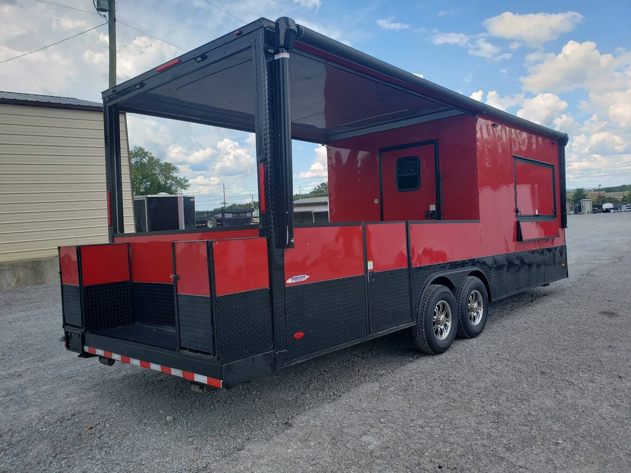 8.5' x 24' Victory Red Porch Style BBQ Concession Food Trailer