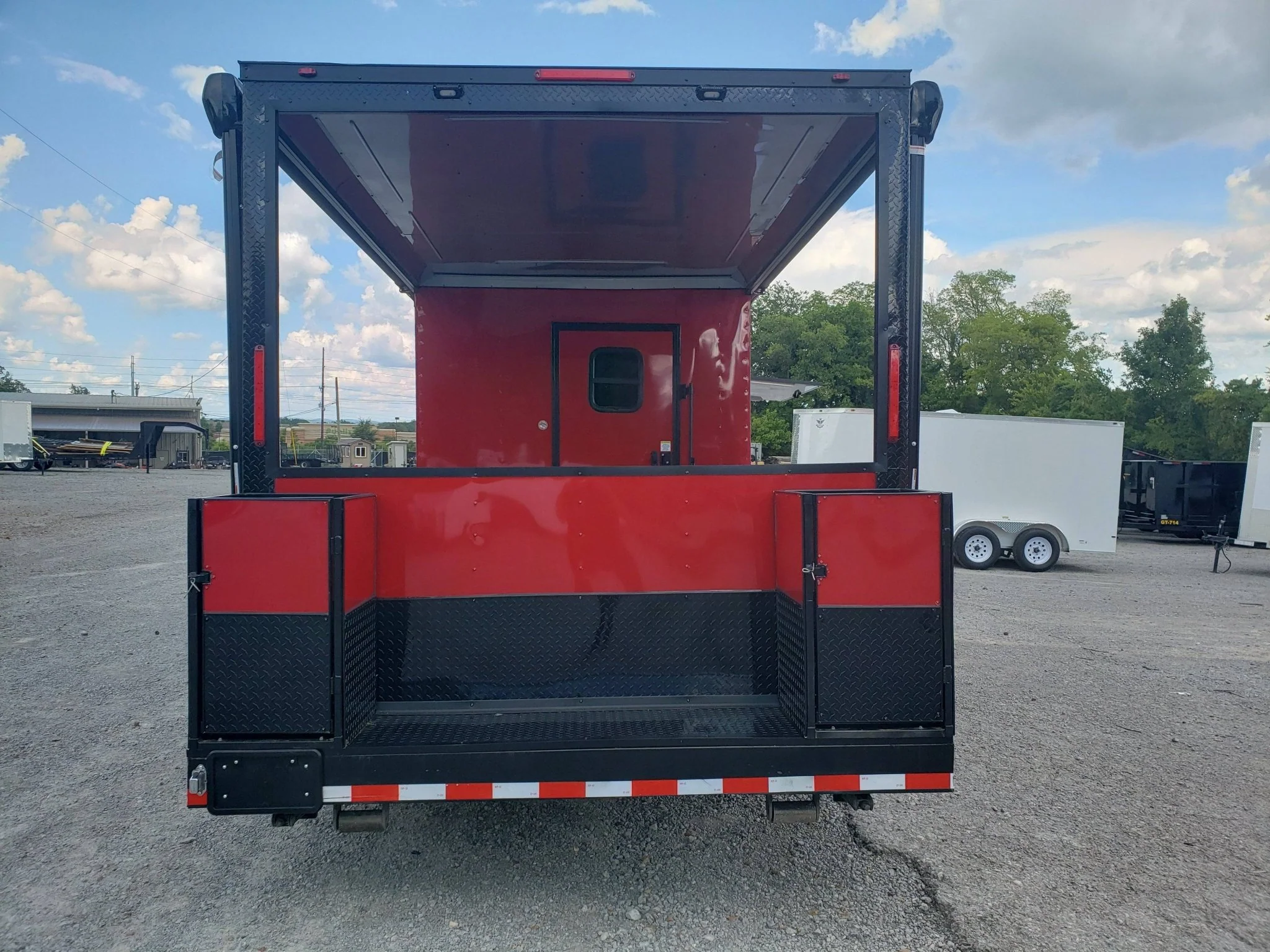 8.5' x 24' Victory Red Porch Style BBQ Concession Food Trailer