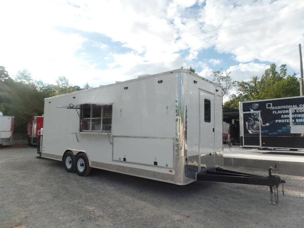 749-8.5-x-24-white-concession-food-catering-trailer-with-appliances-1.jpg 8.5' x 24' White Concession Food Catering Trailer With Appliances