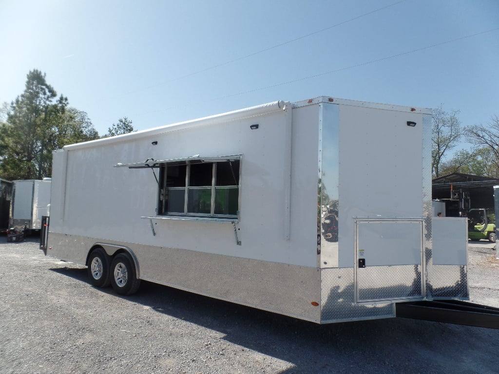 754-8.5-x-24-white-concession-food-trailer-with-appliances-1.jpg 8.5' x 24' White Concession Food Trailer With Appliances
