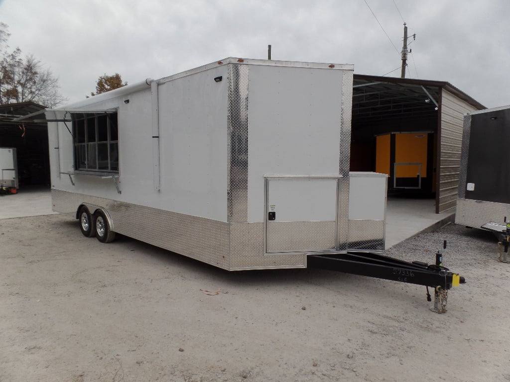 755-8.5-x-24-white-concession-food-trailer-with-appliances-1.jpg 8.5' x 24' White Concession Food Trailer With Appliances