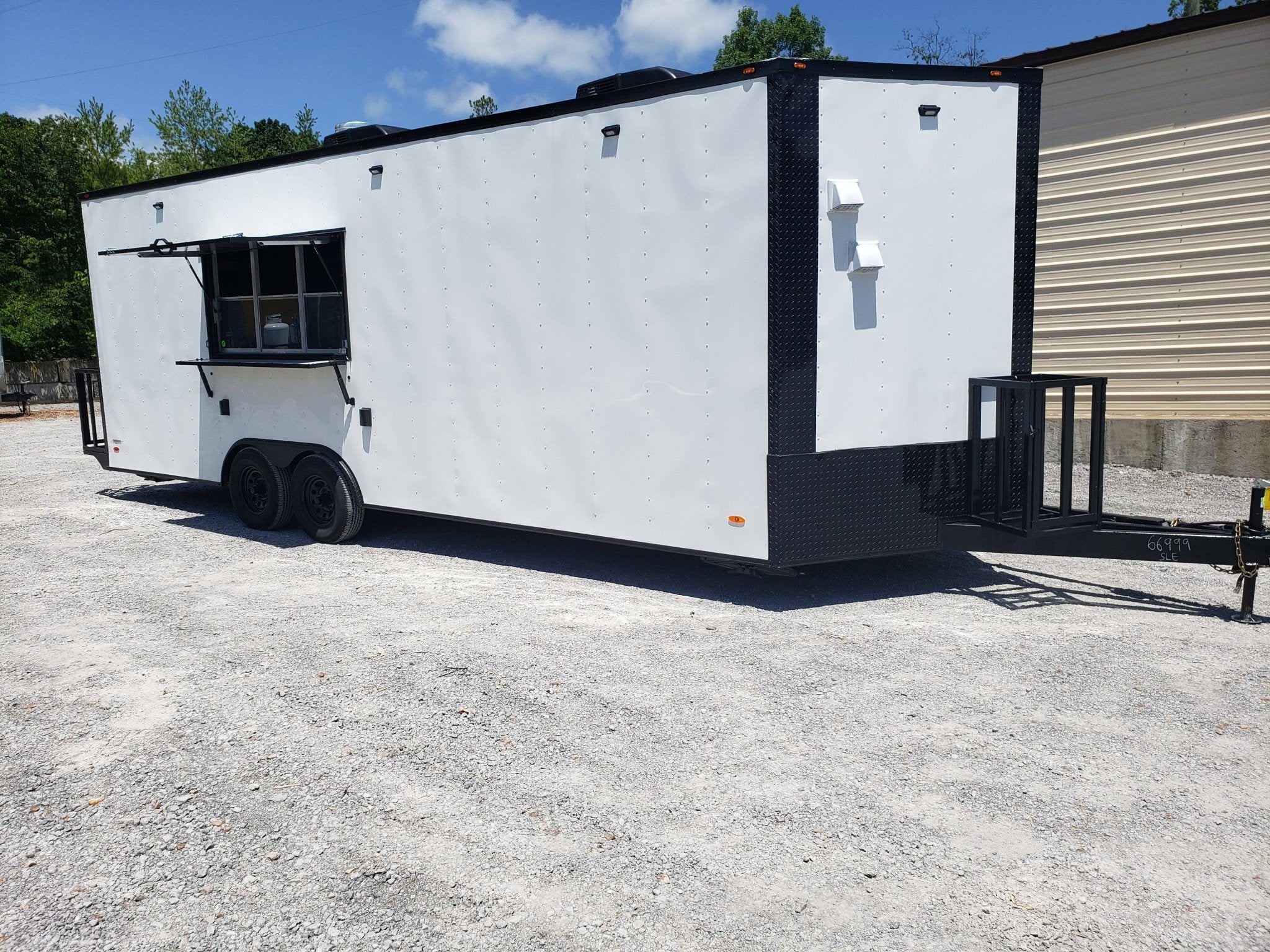 757-8.5-x-24-white-concession-food-trailer-with-black-out-package-1.jpg 8.5' x 24' White Concession Food Trailer with Black Out Package