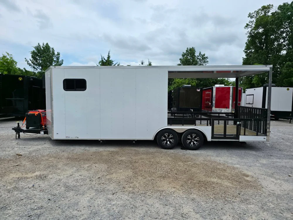758-8.5-x-24-white-concession-trailer-and-toy-hauler-with-11-ft-bbq-porch-4.webp 8.5' X 24' White Concession Trailer and Toy Hauler With 11 ft BBQ Porch