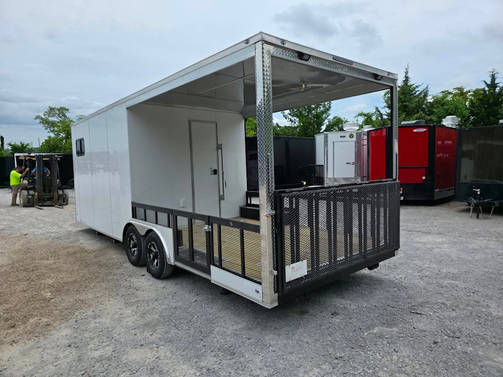 758-8.5-x-24-white-concession-trailer-and-toy-hauler-with-11-ft-bbq-porch-6.jpg 8.5' X 24' White Concession Trailer and Toy Hauler With 11 ft BBQ Porch