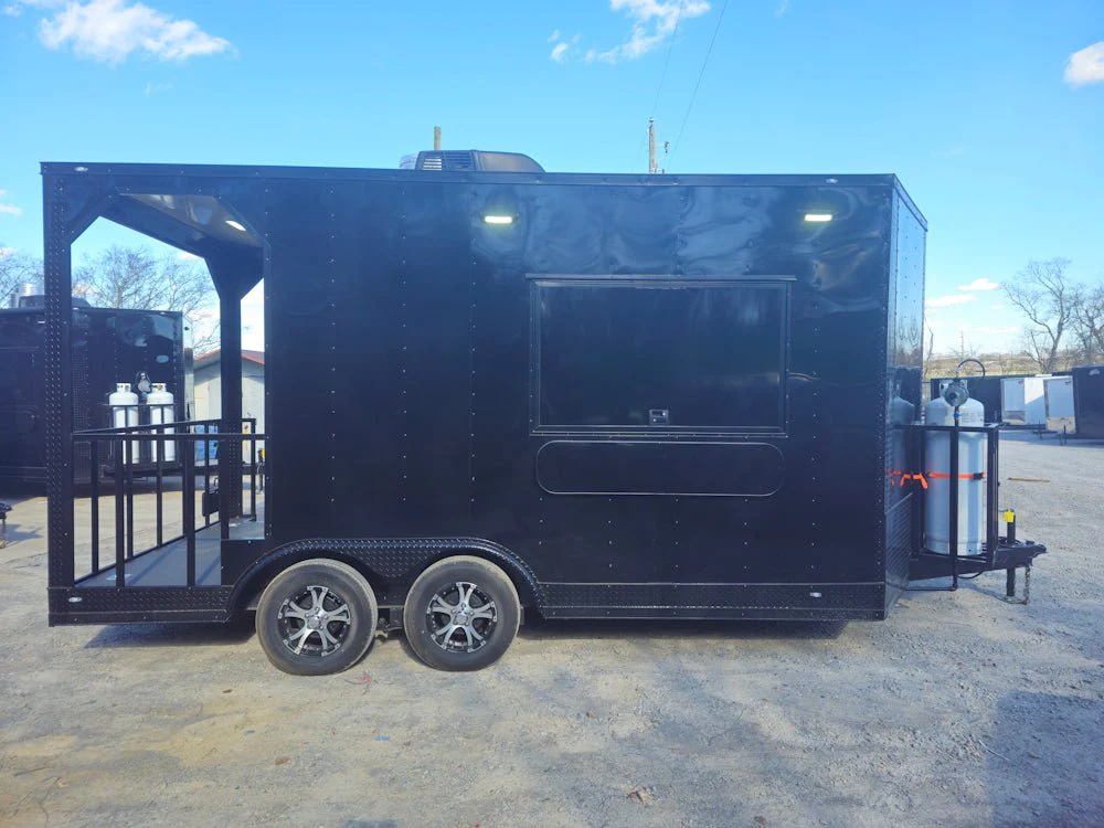 8.5' X 16' Black Concession Trailer Food Event Catering