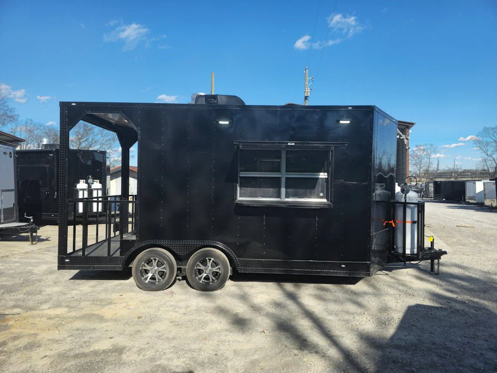 8.5' X 16' Black Concession Trailer Food Event Catering