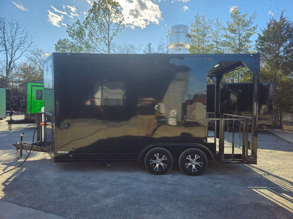 8.5' X 16' Black Concession Trailer Food Event Catering