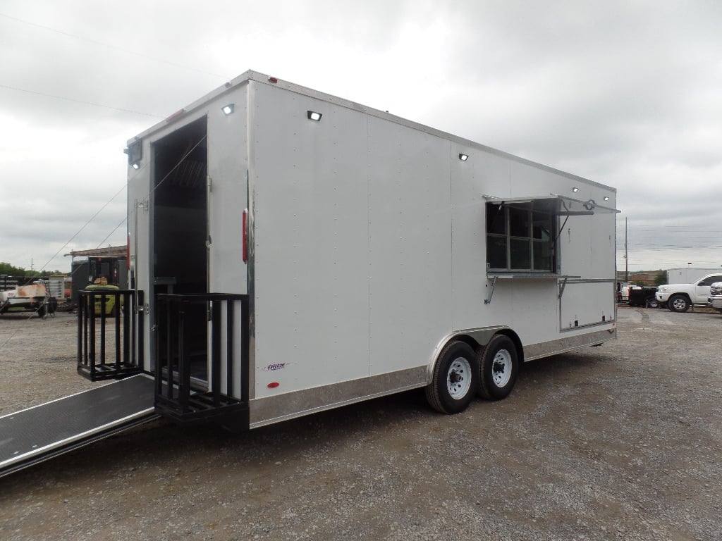 763-8.5-x-24-white-flat-front-food-catering-concession-trailer-1.jpg 8.5' x 24' White Flat Front Food Catering Concession Trailer