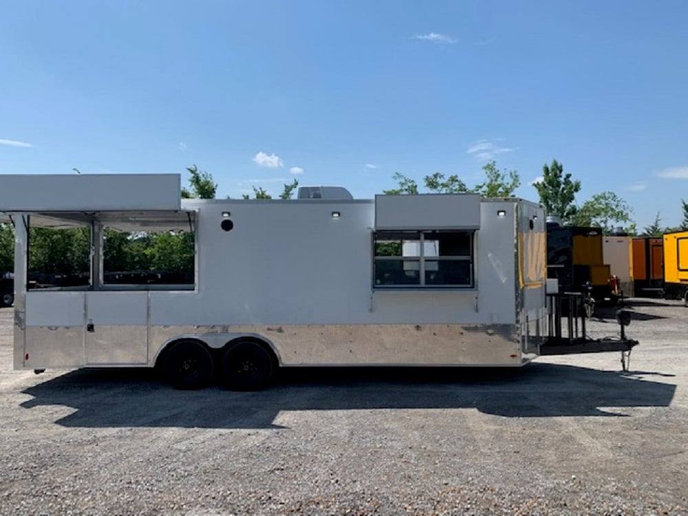 766-8.5-x-24-white-pizza-concession-food-trailer-2.jpg 8.5' x 24' White Pizza Concession Food Trailer