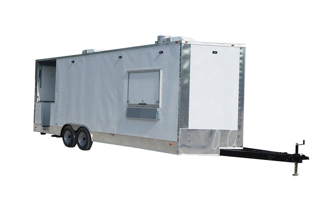 767-8.5-x-24-white-porch-style-concession-trailer-1.jpg 8.5' x 24' White Porch Style Concession Trailer