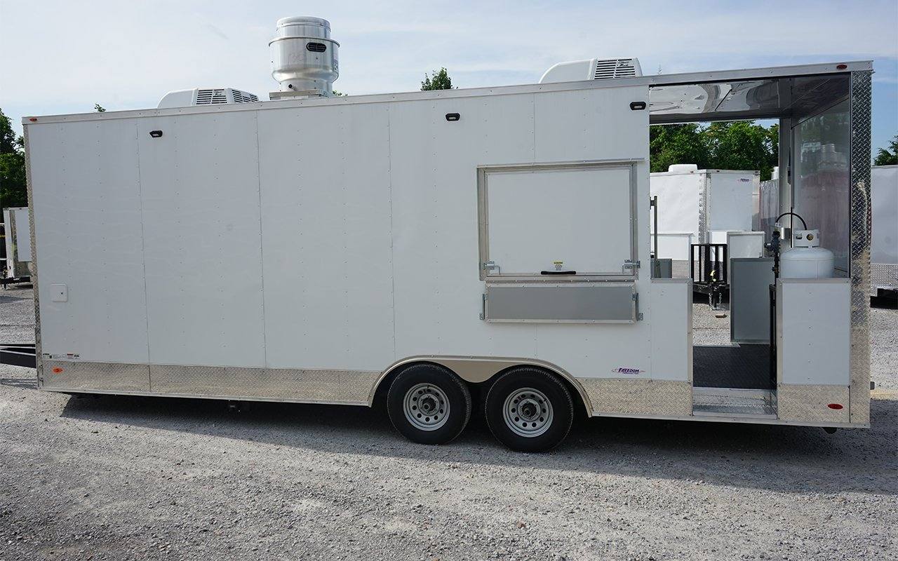 767-8.5-x-24-white-porch-style-concession-trailer-4.jpg 8.5' x 24' White Porch Style Concession Trailer