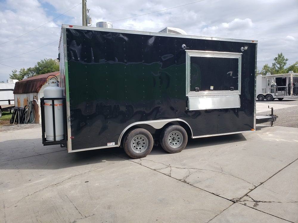 8.5' x 16' Black Custom Concession Food Trailer With Appliances