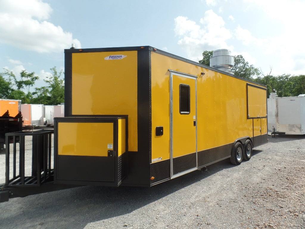 774-8.5-x-24-yellow-bbq-porch-concession-food-trailer-17.jpg 8.5' x 24' Yellow BBQ Porch Concession Food Trailer