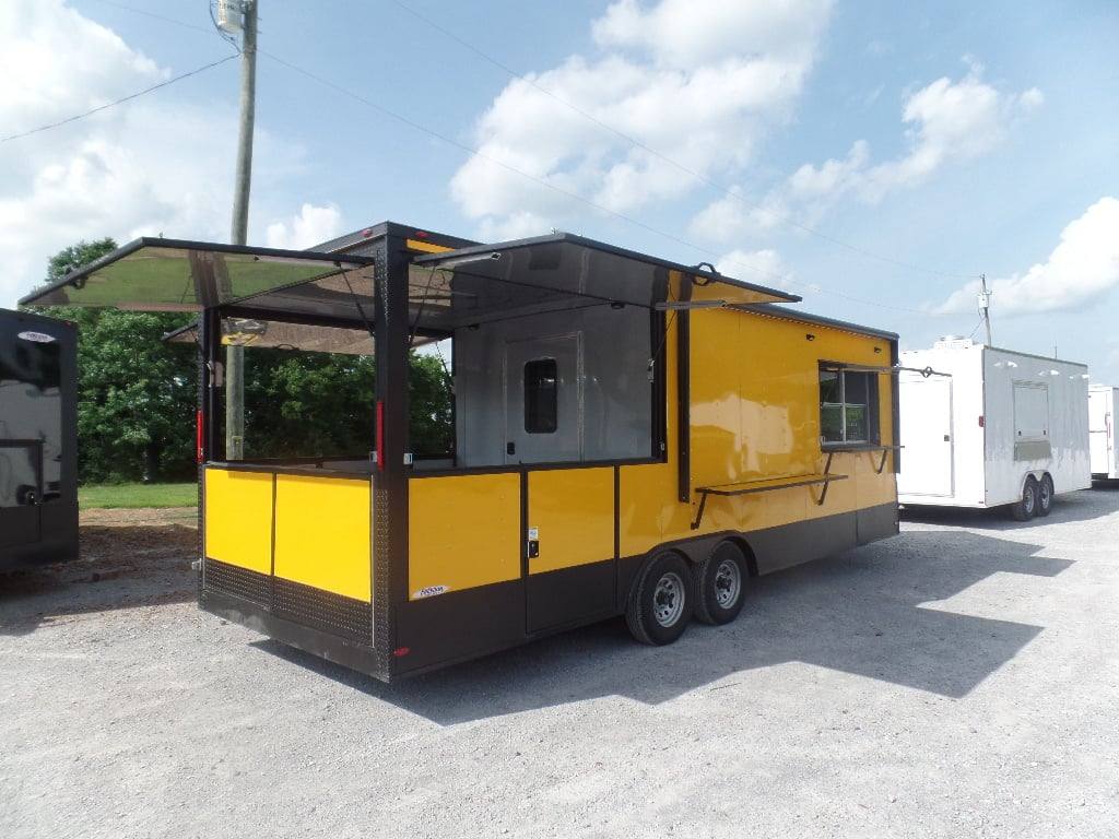 774-8.5-x-24-yellow-bbq-porch-concession-food-trailer-18.jpg 8.5' x 24' Yellow BBQ Porch Concession Food Trailer