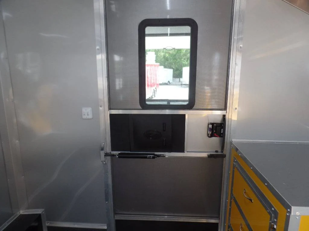 774-8.5-x-24-yellow-bbq-porch-concession-food-trailer-2.webp 8.5' x 24' Yellow BBQ Porch Concession Food Trailer