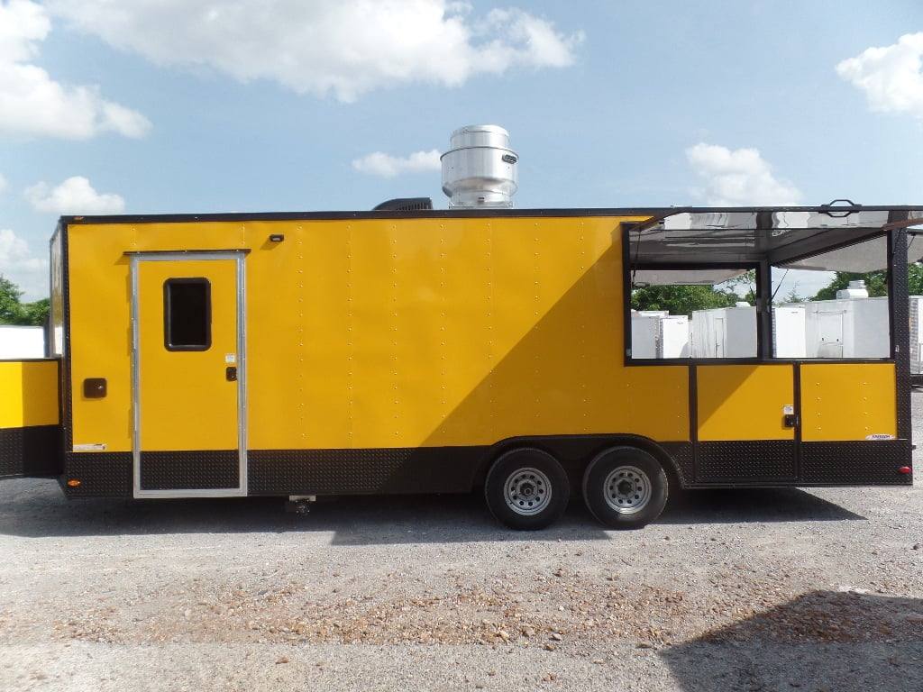 774-8.5-x-24-yellow-bbq-porch-concession-food-trailer-25.jpg 8.5' x 24' Yellow BBQ Porch Concession Food Trailer