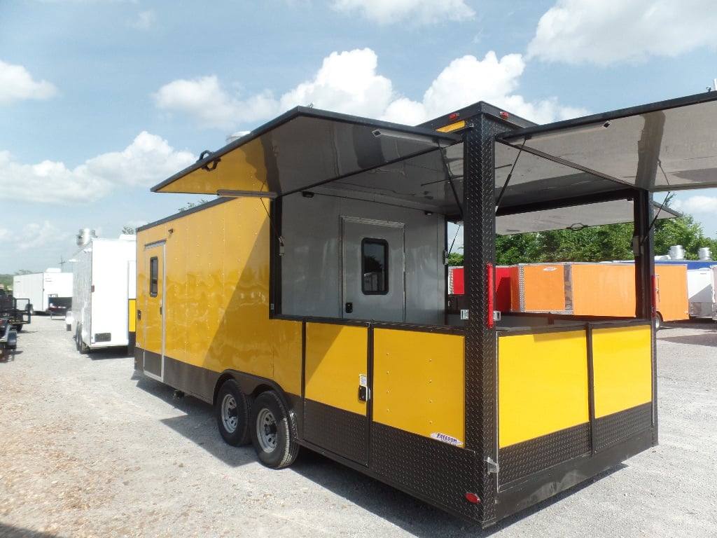 774-8.5-x-24-yellow-bbq-porch-concession-food-trailer-29.jpg 8.5' x 24' Yellow BBQ Porch Concession Food Trailer