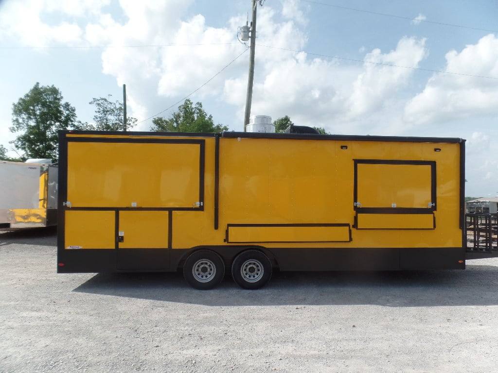 774-8.5-x-24-yellow-bbq-porch-concession-food-trailer-4.jpg 8.5' x 24' Yellow BBQ Porch Concession Food Trailer