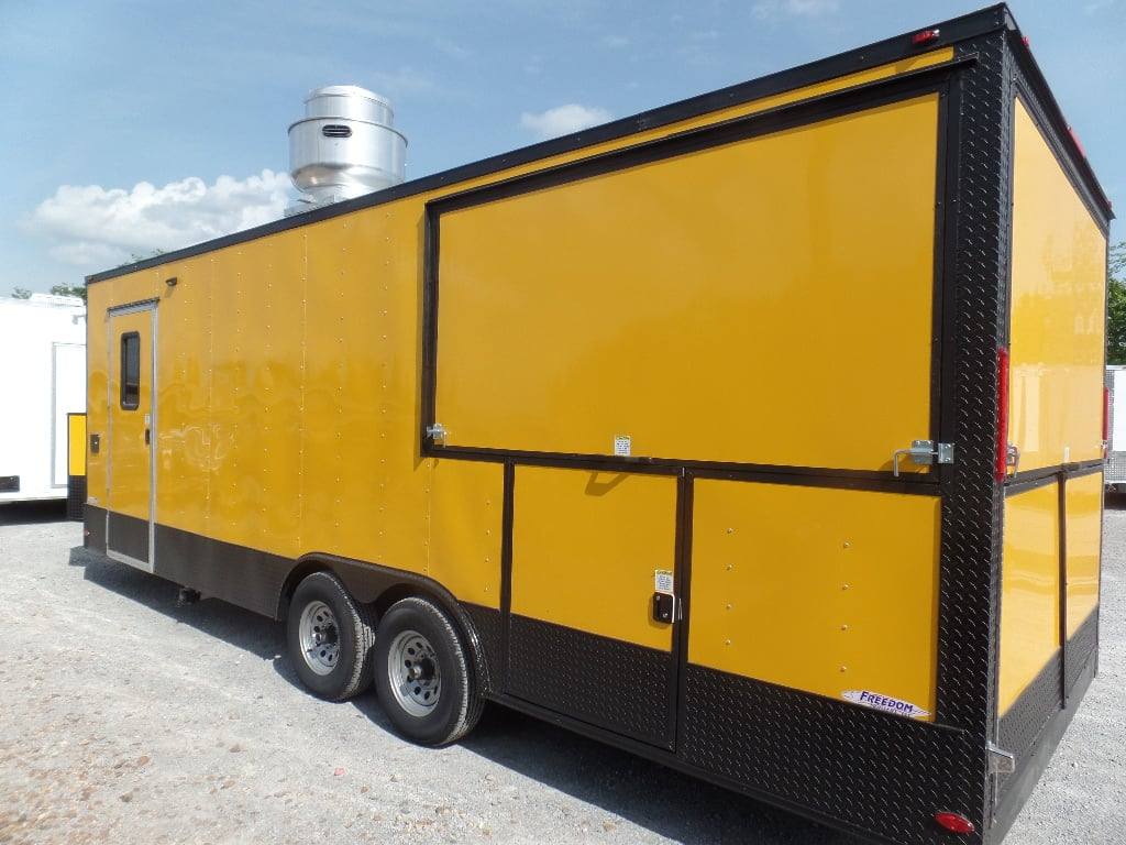 774-8.5-x-24-yellow-bbq-porch-concession-food-trailer-5.jpg 8.5' x 24' Yellow BBQ Porch Concession Food Trailer