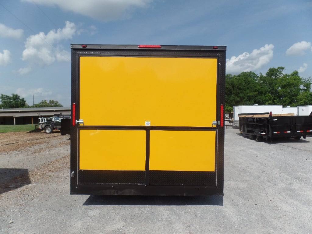 774-8.5-x-24-yellow-bbq-porch-concession-food-trailer-8.jpg 8.5' x 24' Yellow BBQ Porch Concession Food Trailer