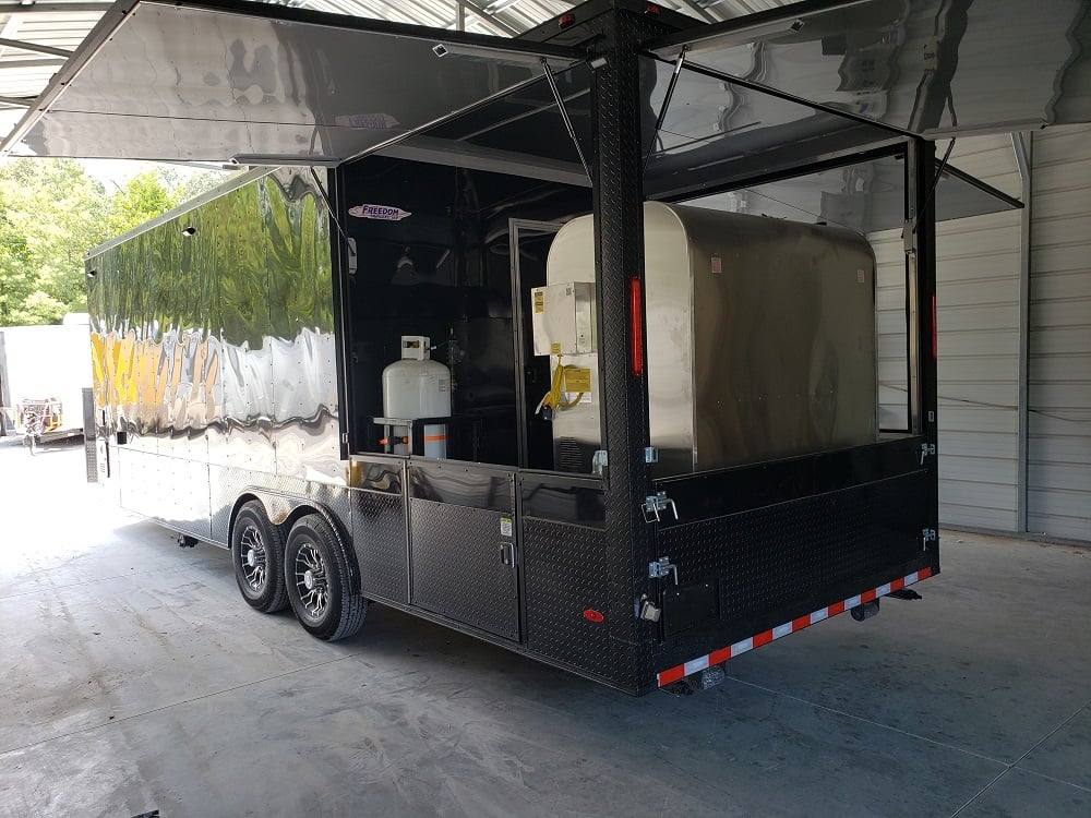 778-8.5-x-25-black-bbq-porch-style-concession-food-trailer-with-appliances-25.jpg 8.5' x 25' Black BBQ Porch Style Concession Food Trailer With Appliances