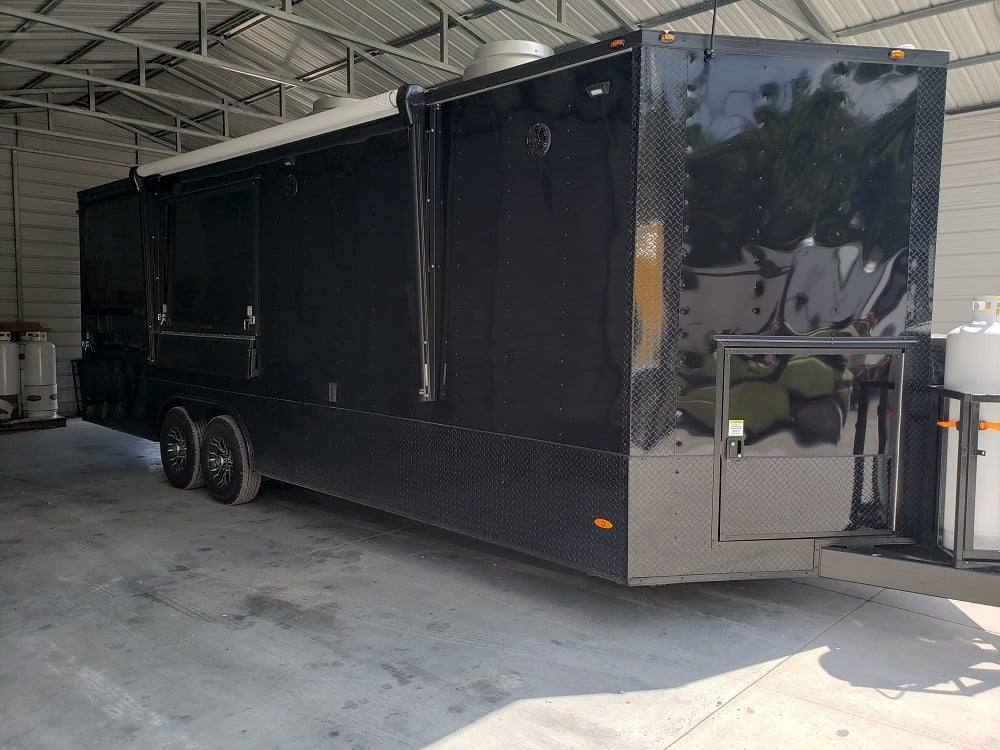 778-8.5-x-25-black-bbq-porch-style-concession-food-trailer-with-appliances-32.jpg 8.5' x 25' Black BBQ Porch Style Concession Food Trailer With Appliances