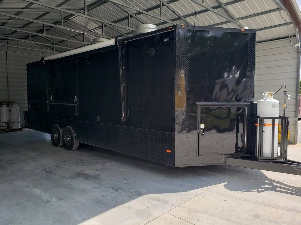 778-8.5-x-25-black-bbq-porch-style-concession-food-trailer-with-appliances-34.jpg 8.5' x 25' Black BBQ Porch Style Concession Food Trailer With Appliances