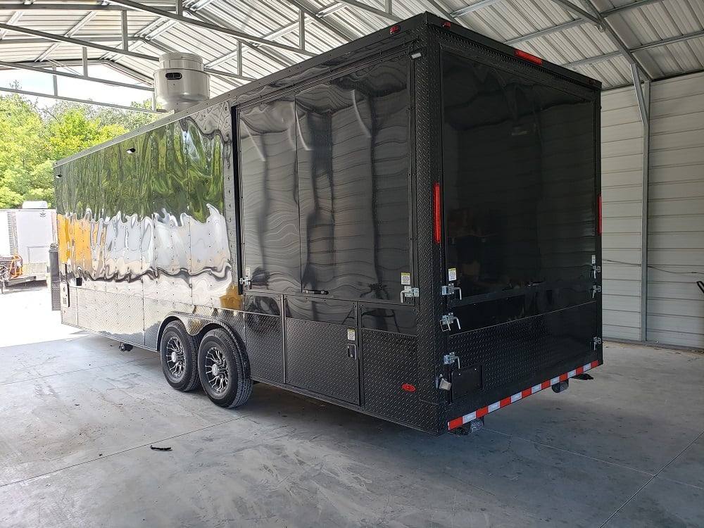 778-8.5-x-25-black-bbq-porch-style-concession-food-trailer-with-appliances-45.jpg 8.5' x 25' Black BBQ Porch Style Concession Food Trailer With Appliances