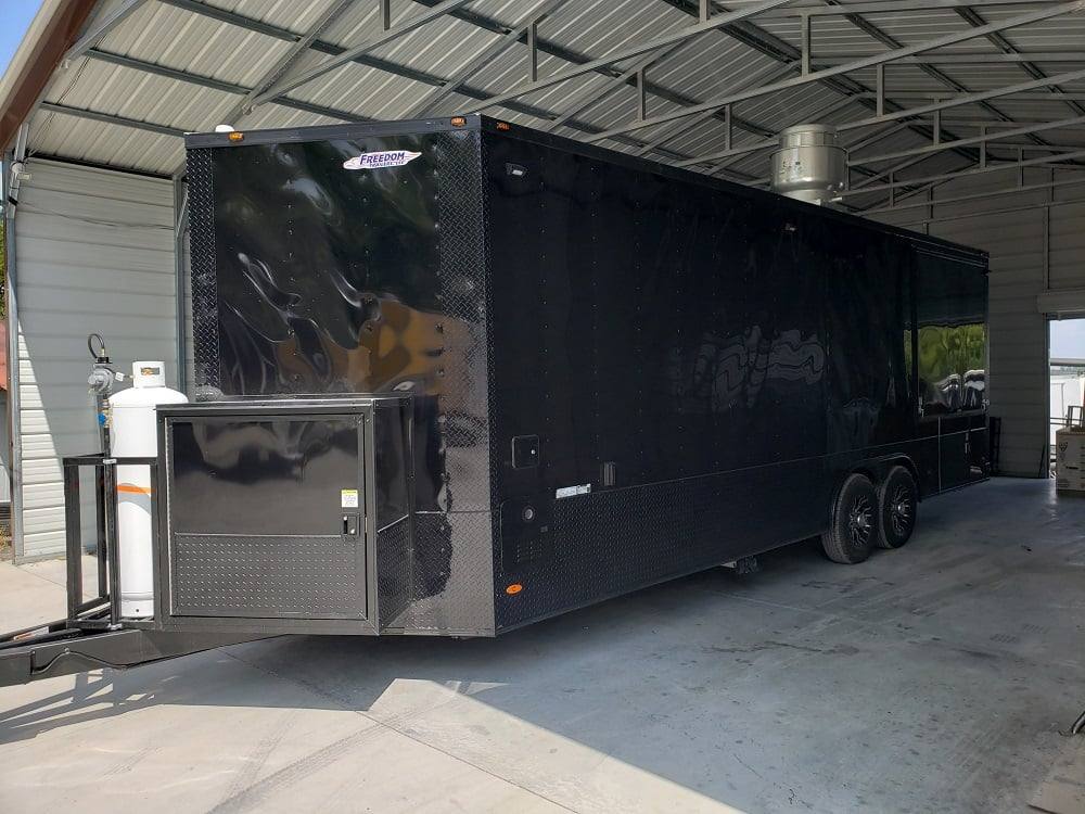 778-8.5-x-25-black-bbq-porch-style-concession-food-trailer-with-appliances-47.jpg 8.5' x 25' Black BBQ Porch Style Concession Food Trailer With Appliances