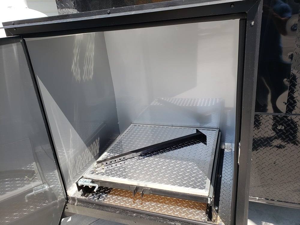 778-8.5-x-25-black-bbq-porch-style-concession-food-trailer-with-appliances-7.jpg 8.5' x 25' Black BBQ Porch Style Concession Food Trailer With Appliances