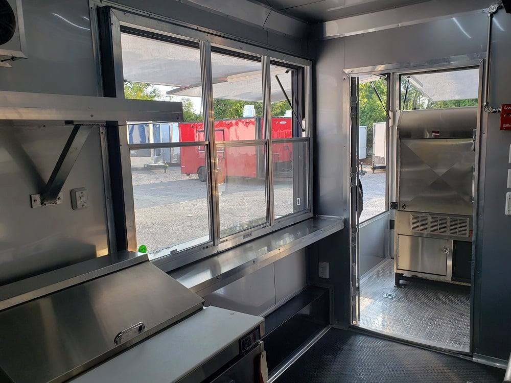 778-8.5-x-25-black-bbq-porch-style-concession-food-trailer-with-appliances-8.jpg 8.5' x 25' Black BBQ Porch Style Concession Food Trailer With Appliances