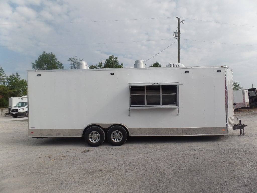 781-8.5-x-25-white-catering-concession-food-trailer-1.jpg 8.5' x 25' White Catering Concession Food Trailer