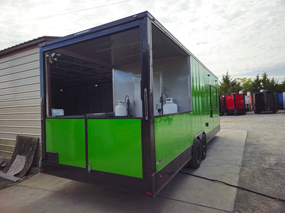 784-8.5-x-26-lime-green-concession-trailer-bbq-food-event-10.jpg 8.5' X 26' Lime Green Concession Trailer BBQ Food Event
