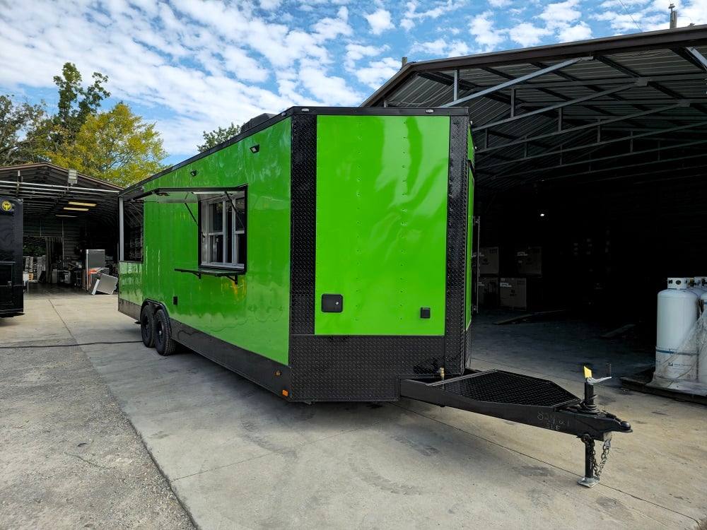 784-8.5-x-26-lime-green-concession-trailer-bbq-food-event-3.jpg 8.5' X 26' Lime Green Concession Trailer BBQ Food Event