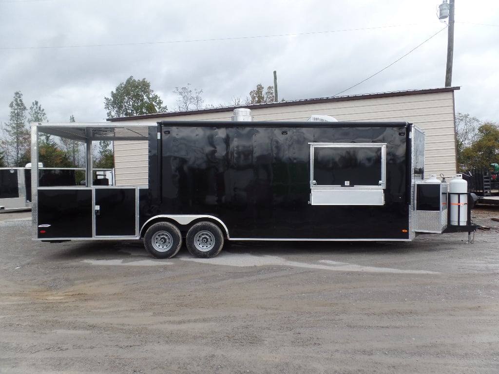 791-8.5-x-26-black-porch-style-concession-food-trailer-with-appliances-4.jpg 8.5' x 26' Black Porch Style Concession Food Trailer With Appliances