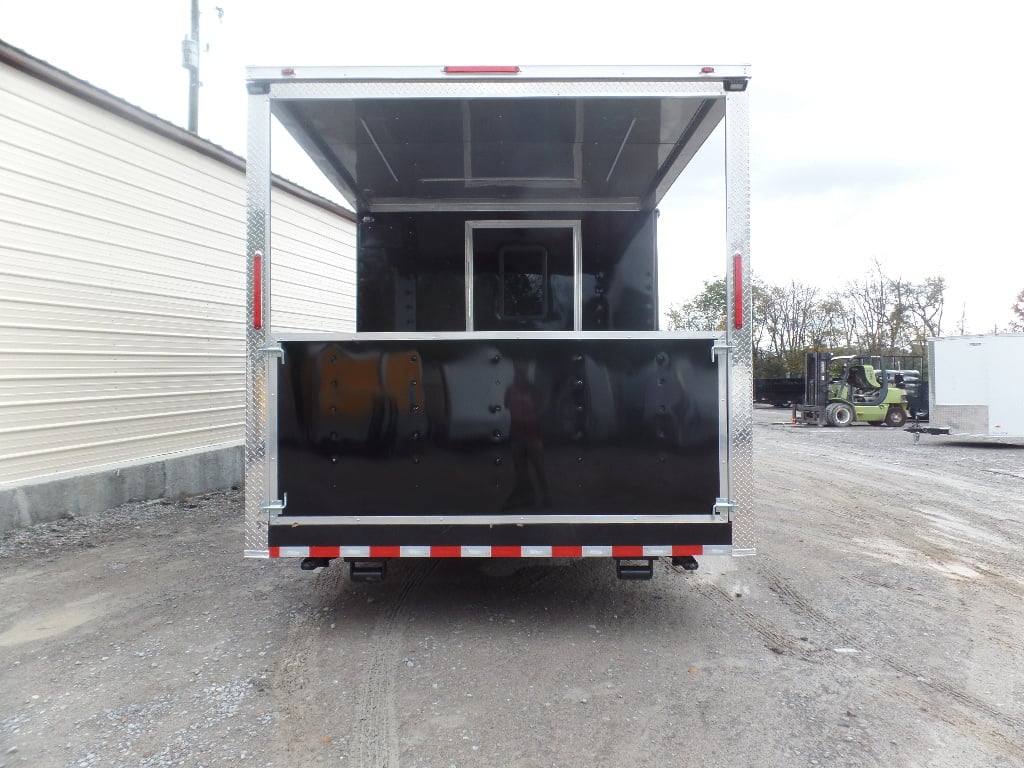 791-8.5-x-26-black-porch-style-concession-food-trailer-with-appliances-5.jpg 8.5' x 26' Black Porch Style Concession Food Trailer With Appliances