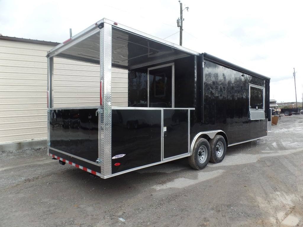791-8.5-x-26-black-porch-style-concession-food-trailer-with-appliances-7.jpg 8.5' x 26' Black Porch Style Concession Food Trailer With Appliances