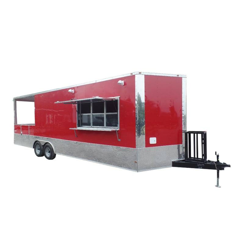 799-8.5-x-26-concession-food-trailer-red-bbq-event-catering-1.jpg 8.5' x 26' Concession Food Trailer Red BBQ Event Catering
