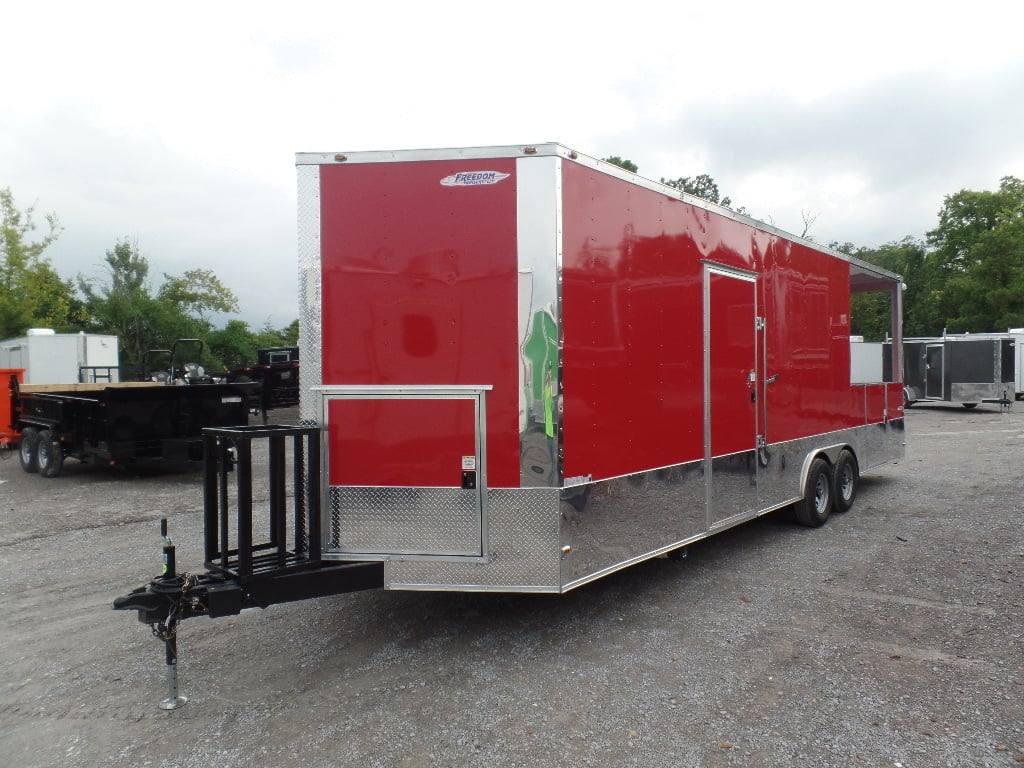 799-8.5-x-26-concession-food-trailer-red-bbq-event-catering-11.jpg 8.5' x 26' Concession Food Trailer Red BBQ Event Catering