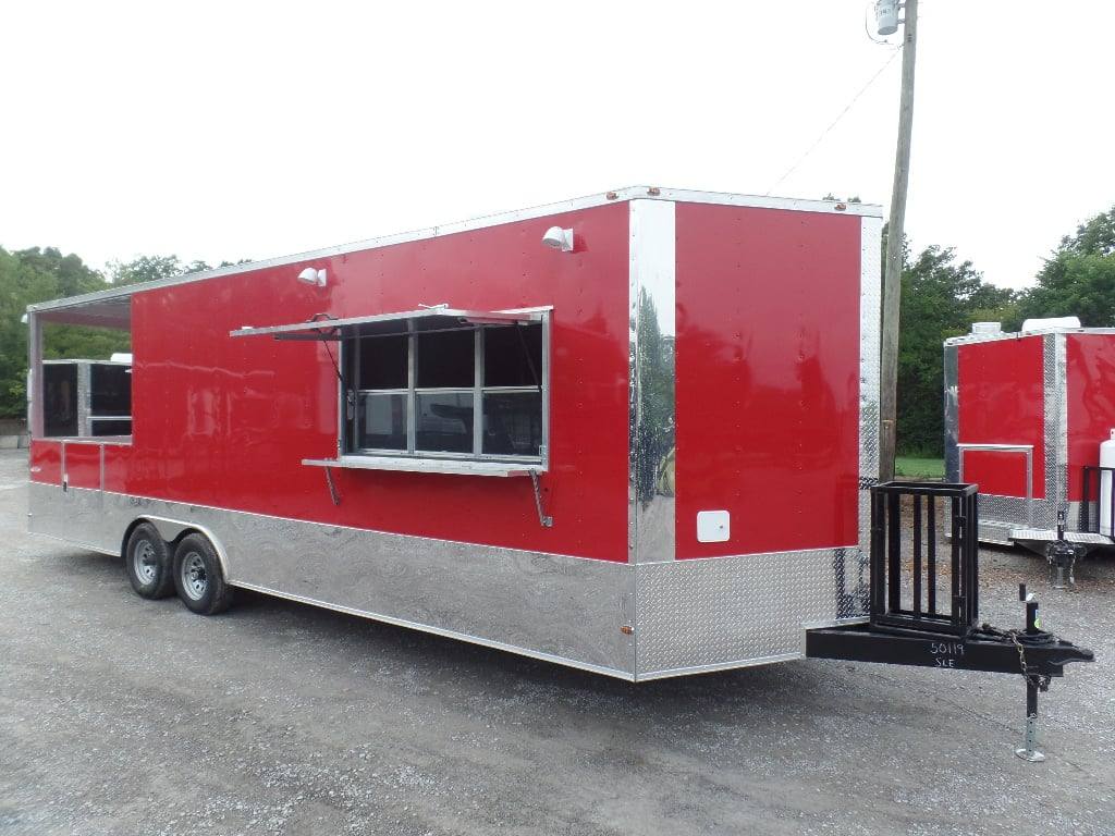 799-8.5-x-26-concession-food-trailer-red-bbq-event-catering-12.jpg 8.5' x 26' Concession Food Trailer Red BBQ Event Catering