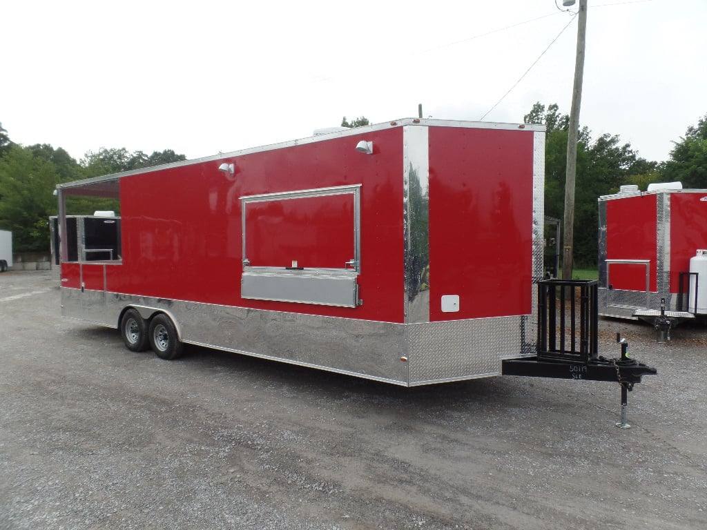 799-8.5-x-26-concession-food-trailer-red-bbq-event-catering-15.jpg 8.5' x 26' Concession Food Trailer Red BBQ Event Catering